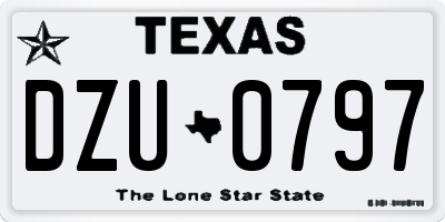 TX license plate DZU0797