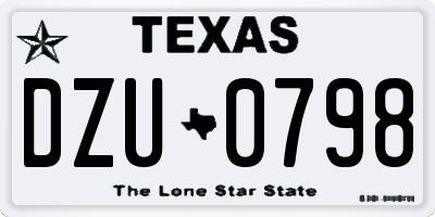 TX license plate DZU0798