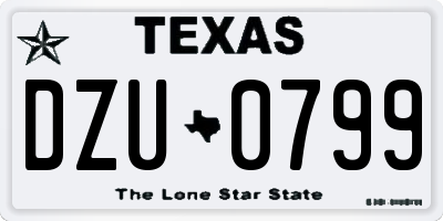 TX license plate DZU0799