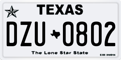 TX license plate DZU0802