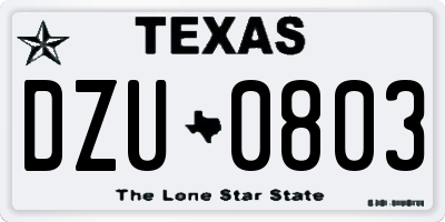 TX license plate DZU0803