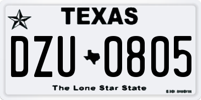 TX license plate DZU0805