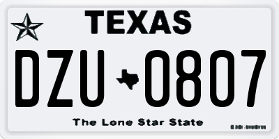 TX license plate DZU0807