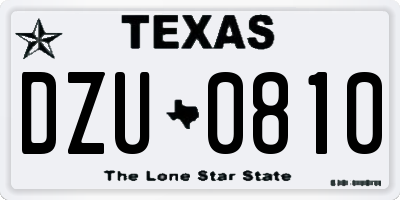 TX license plate DZU0810
