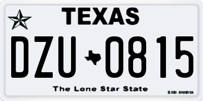 TX license plate DZU0815