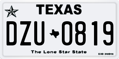 TX license plate DZU0819