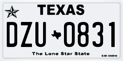 TX license plate DZU0831