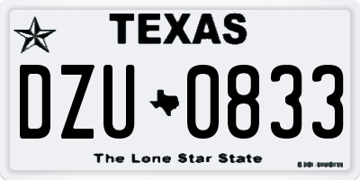 TX license plate DZU0833