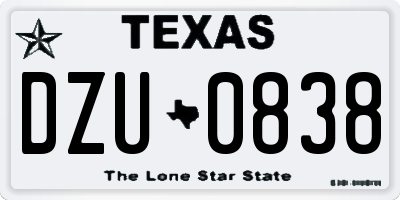 TX license plate DZU0838