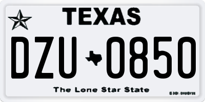 TX license plate DZU0850
