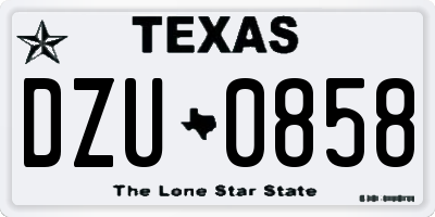 TX license plate DZU0858