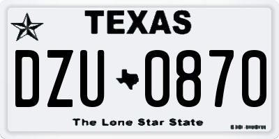 TX license plate DZU0870