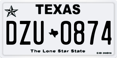 TX license plate DZU0874