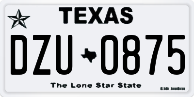 TX license plate DZU0875
