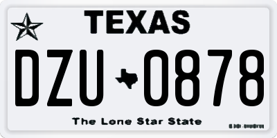 TX license plate DZU0878