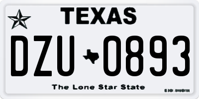 TX license plate DZU0893