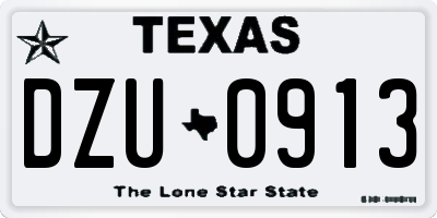 TX license plate DZU0913