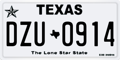 TX license plate DZU0914