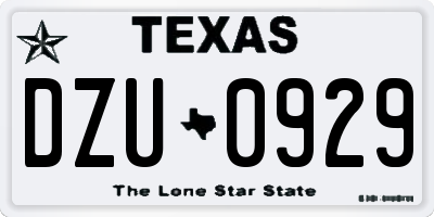 TX license plate DZU0929
