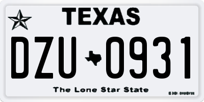 TX license plate DZU0931