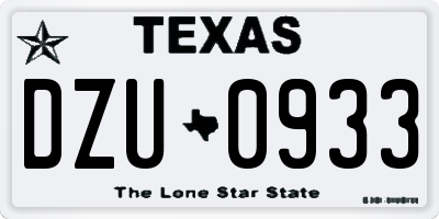 TX license plate DZU0933