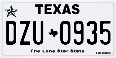 TX license plate DZU0935