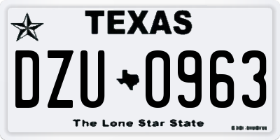 TX license plate DZU0963