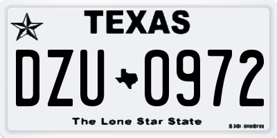 TX license plate DZU0972