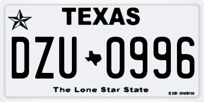 TX license plate DZU0996