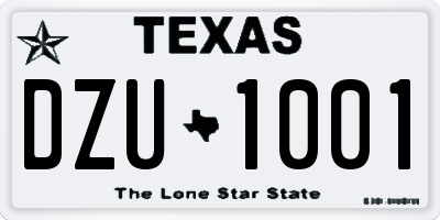 TX license plate DZU1001