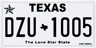 TX license plate DZU1005