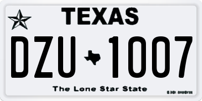 TX license plate DZU1007