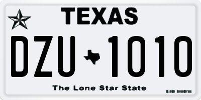 TX license plate DZU1010