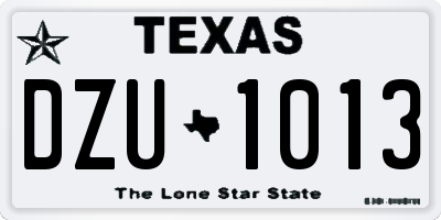 TX license plate DZU1013