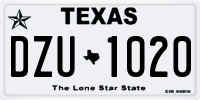 TX license plate DZU1020