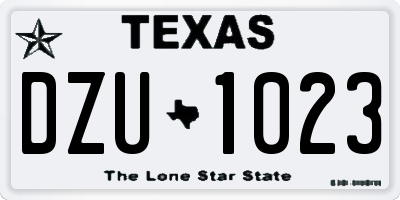 TX license plate DZU1023
