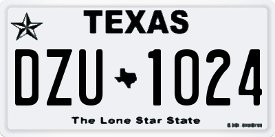 TX license plate DZU1024