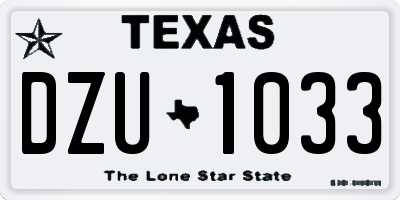 TX license plate DZU1033