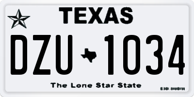 TX license plate DZU1034