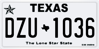 TX license plate DZU1036