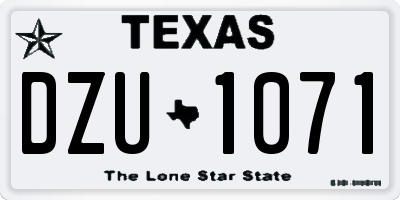 TX license plate DZU1071