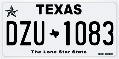 TX license plate DZU1083
