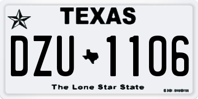 TX license plate DZU1106