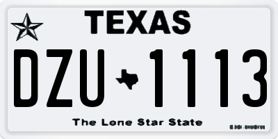 TX license plate DZU1113