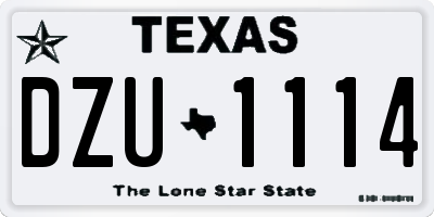 TX license plate DZU1114