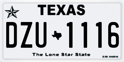 TX license plate DZU1116