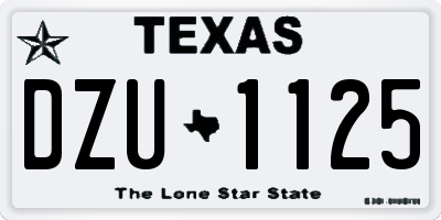 TX license plate DZU1125