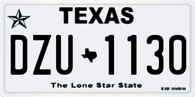 TX license plate DZU1130