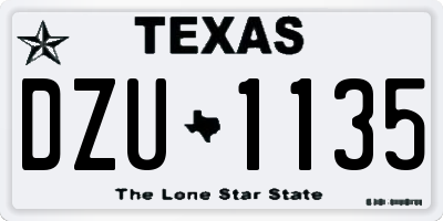 TX license plate DZU1135