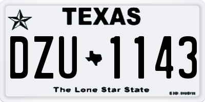 TX license plate DZU1143